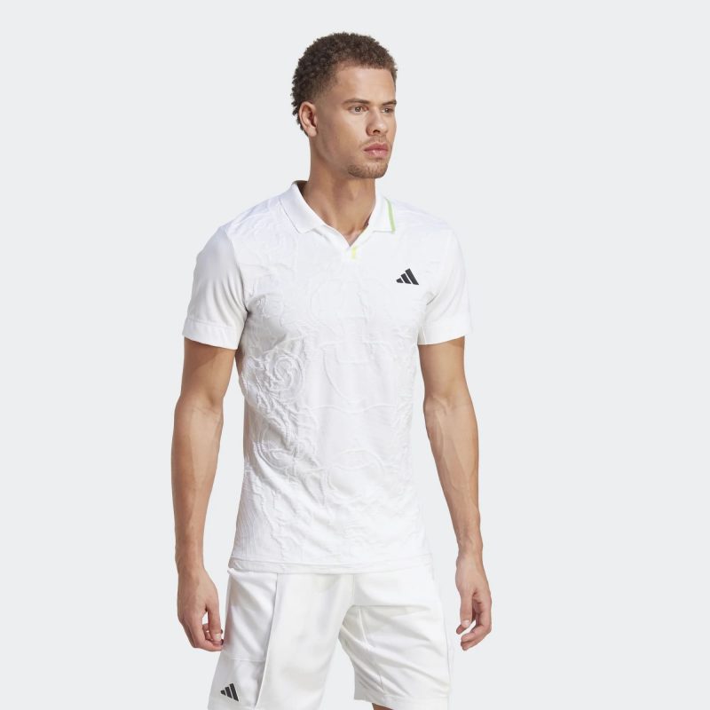 Adidas เสื้อเทนนิสผู้ชาย AEROREADY FreeLift Pro Tennis Polo Shirt | White ( IA7099 ) - Image 5