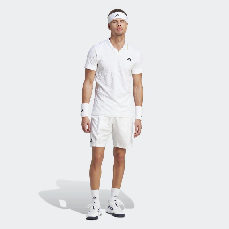 Adidas เสื้อเทนนิสผู้ชาย AEROREADY FreeLift Pro Tennis Polo Shirt | White ( IA7099 ) - Image 6