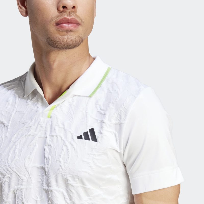 Adidas เสื้อเทนนิสผู้ชาย AEROREADY FreeLift Pro Tennis Polo Shirt | White ( IA7099 ) - Image 7