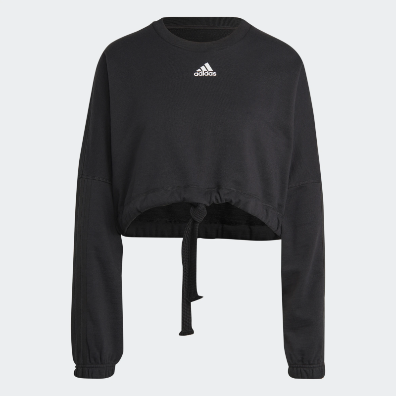 Adidas เสื้อครอปผู้หญิง Dance Crop Versatile Sweatshirt | Black/Black ( IC6624 )