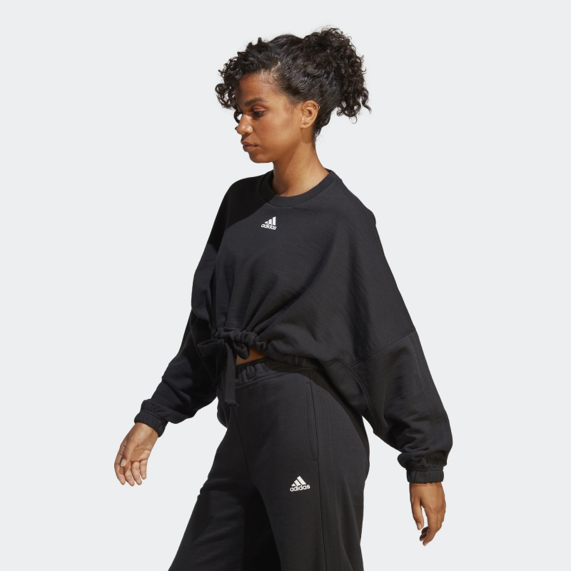 Adidas เสื้อครอปผู้หญิง Dance Crop Versatile Sweatshirt | Black/Black ( IC6624 ) - Image 3