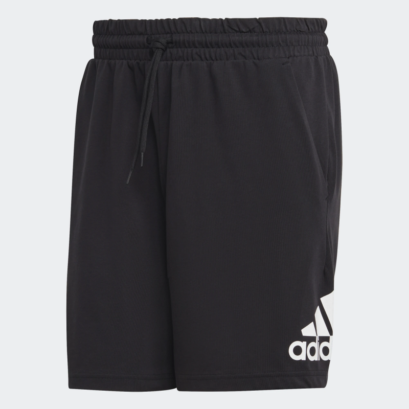 Adidas กางเกงกีฬาขาสั้นผู้ชาย Essentials Logo Shorts | Black/White ( IC9375 )