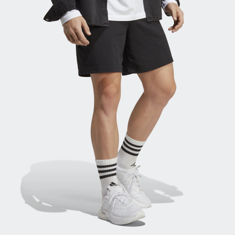Adidas กางเกงกีฬาขาสั้นผู้ชาย Essentials Logo Shorts | Black/White ( IC9375 ) - Image 5