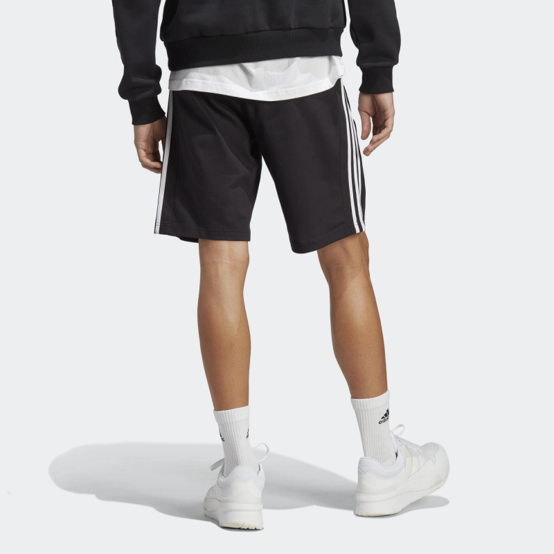 Adidas กางเกงกีฬาขาสั้นผู้ชาย Essentials Single Jersey 3-Stripes Shorts | Black/White ( IC9382 ) - Image 3