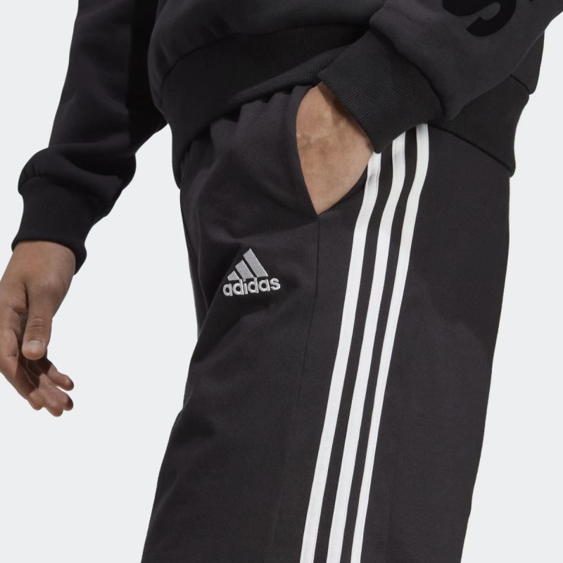 Adidas กางเกงกีฬาขาสั้นผู้ชาย Essentials Single Jersey 3-Stripes Shorts | Black/White ( IC9382 ) - Image 5