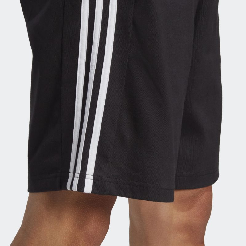 Adidas กางเกงกีฬาขาสั้นผู้ชาย Essentials Single Jersey 3-Stripes Shorts | Black/White ( IC9382 ) - Image 6