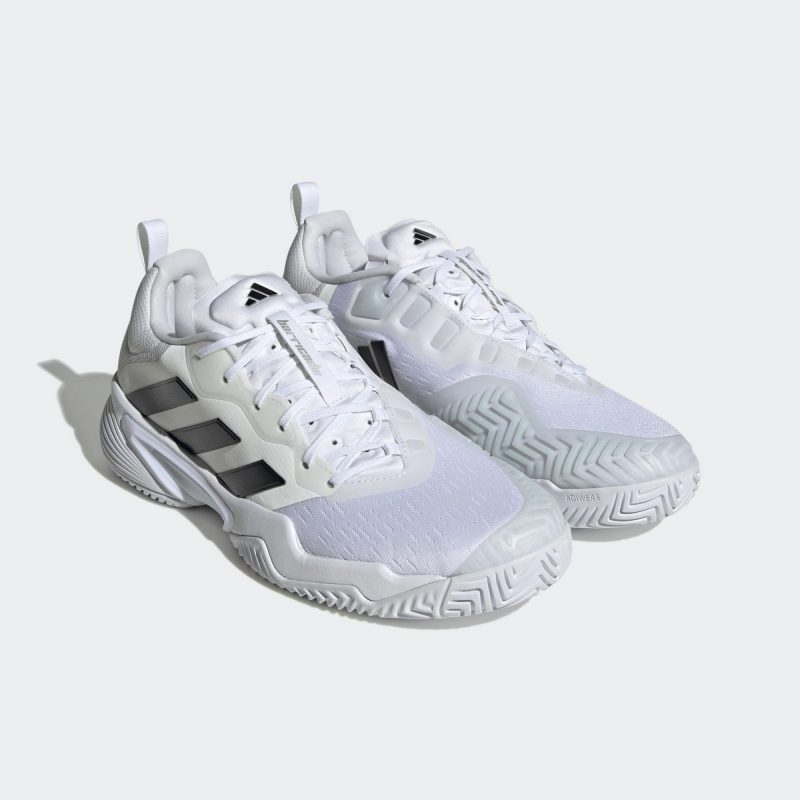 Adidas รองเท้าเทนนิสผู้ชาย Barricade | Cloud White/Core Black/Matte Silver ( ID1548 ) - Image 2