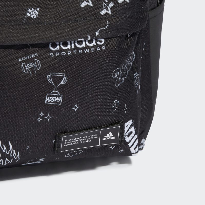 Adidas กระเป๋าเป้ Classic Backpack | Black/White ( IJ5632 ) - Image 6