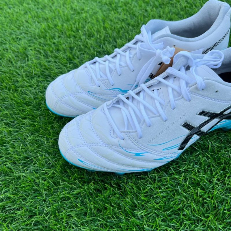 Asics รองเท้าฟุตบอล / สตั๊ด Ds Light X-Fly 5 Limited FG | White/Aquarium ( 1101A050-110 ) - Image 15