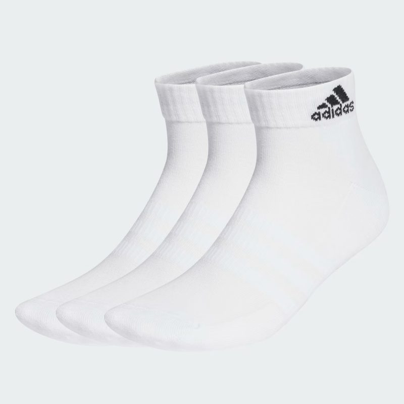 Adidas ถุงเท้า Cushioned Sportswear Ankle Socks 3 Pairs | White/Black ( HT3441 )