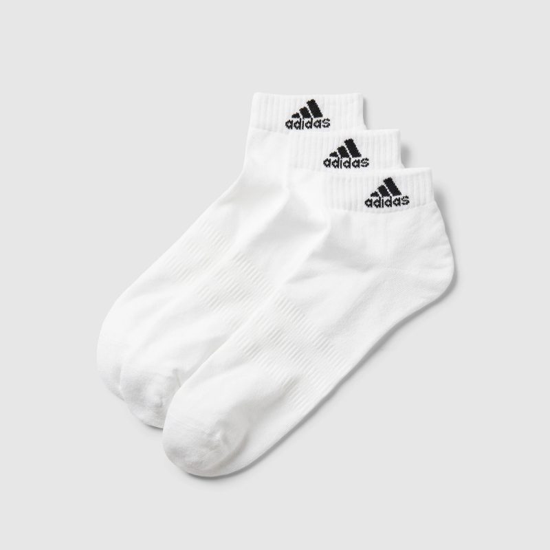 Adidas ถุงเท้า Cushioned Sportswear Ankle Socks 3 Pairs | White/Black ( HT3441 ) - Image 4