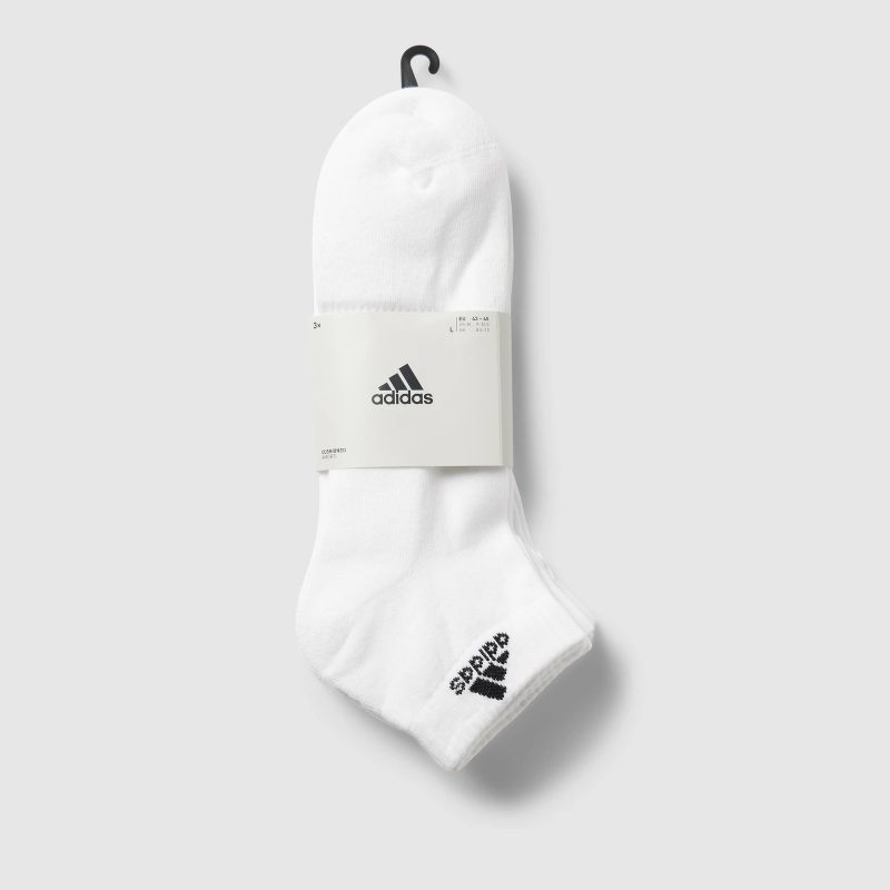 Adidas ถุงเท้า Cushioned Sportswear Ankle Socks 3 Pairs | White/Black ( HT3441 ) - Image 6