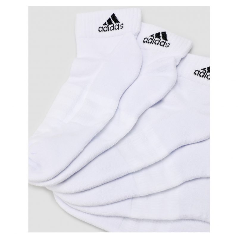 Adidas ถุงเท้า Cushioned Sportswear Ankle Socks 3 Pairs | White/Black ( HT3441 ) - Image 9