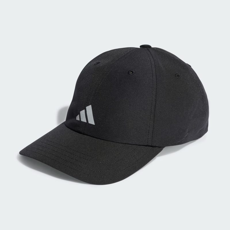 Adidas หมวกวิ่ง Running Essentials AEROREADY Six-Panel Baseball Cap | Black/Matte Silver ( HT6353 )