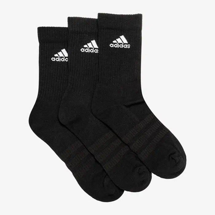 Adidas ถุงเท้า Cushioned Crew Socks 3 Pairs | Black/White ( IC1310 ) - Image 2