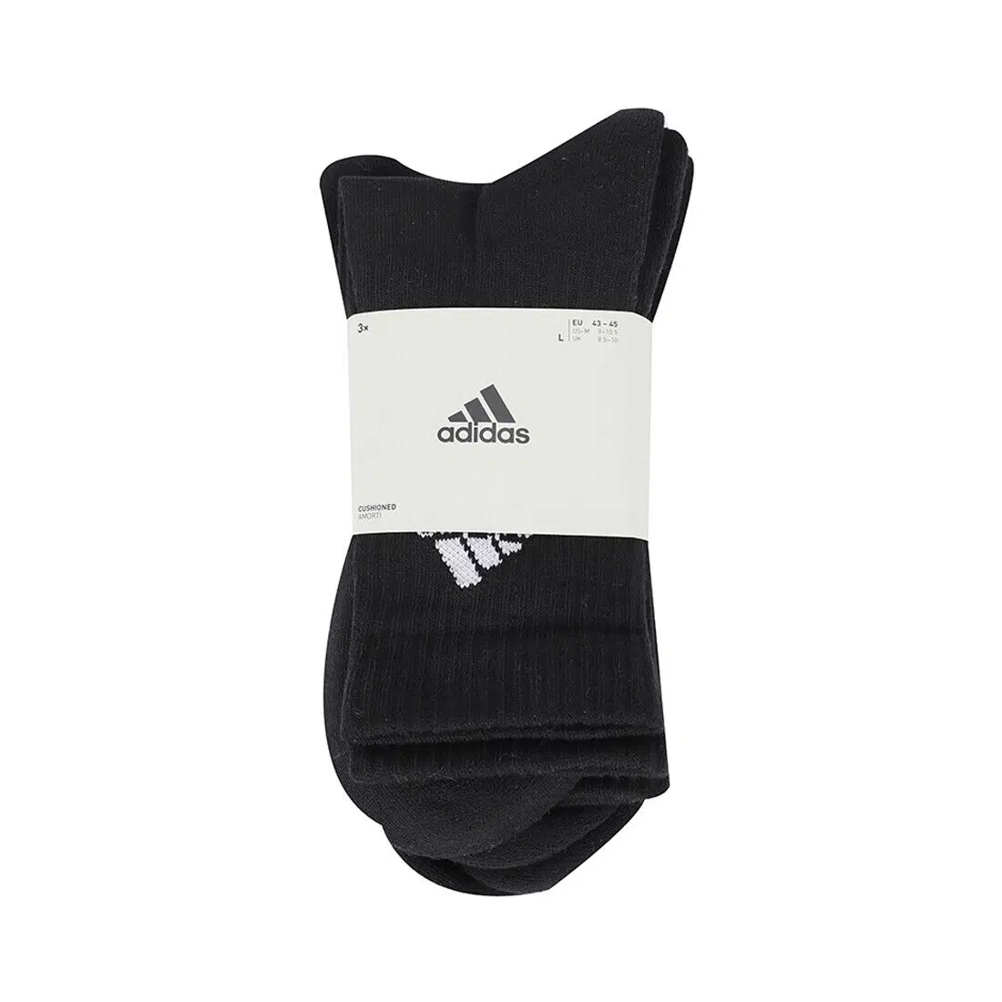 Adidas ถุงเท้า Cushioned Crew Socks 3 Pairs | Black/White ( IC1310 ) - Image 7