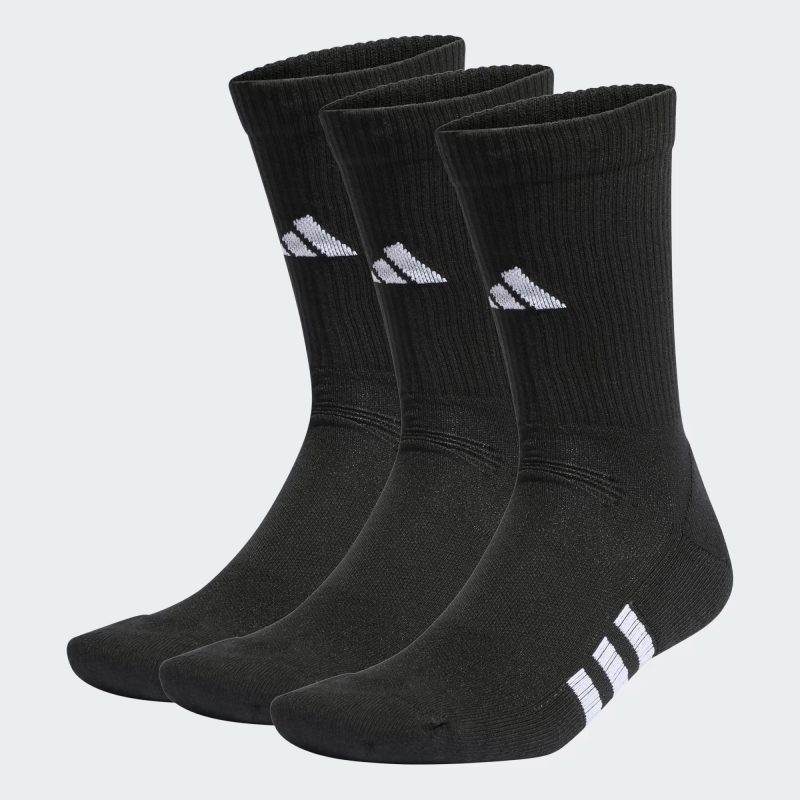 Adidas ถุงเท้า Performance Cushioned Crew Socks 3 Pairs | Black/Black/Black ( IC9521 )