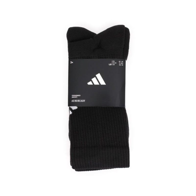 Adidas ถุงเท้า Performance Cushioned Crew Socks 3 Pairs | Black/Black/Black ( IC9521 ) - Image 10