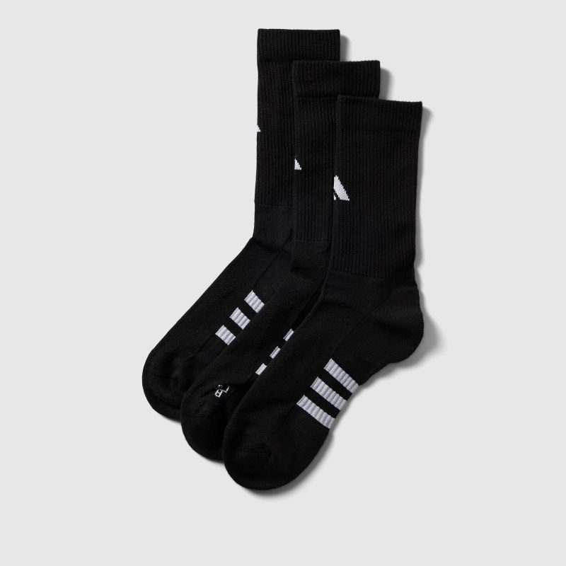 Adidas ถุงเท้า Performance Cushioned Crew Socks 3 Pairs | Black/Black/Black ( IC9521 ) - Image 5