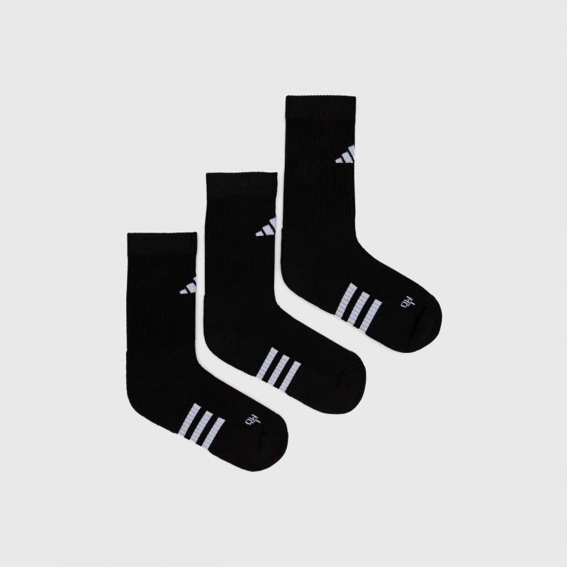 Adidas ถุงเท้า Performance Cushioned Crew Socks 3 Pairs | Black/Black/Black ( IC9521 ) - Image 8