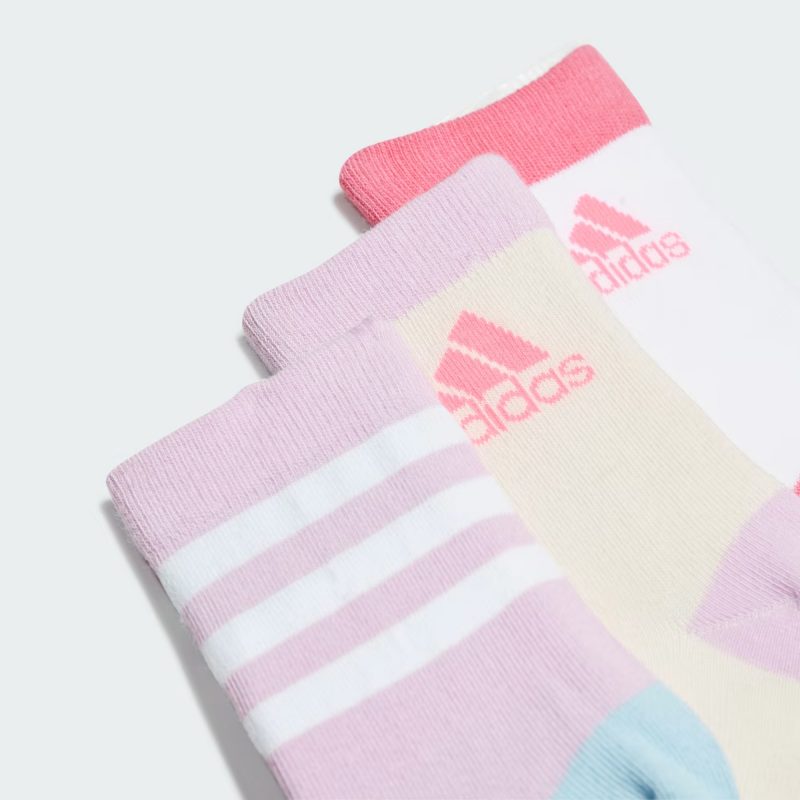 Adidas ถุงเท้า Graphic Socks 3 Pairs | Bliss Lilac/Wonder Quartz/White ( IJ8268 ) - Image 2