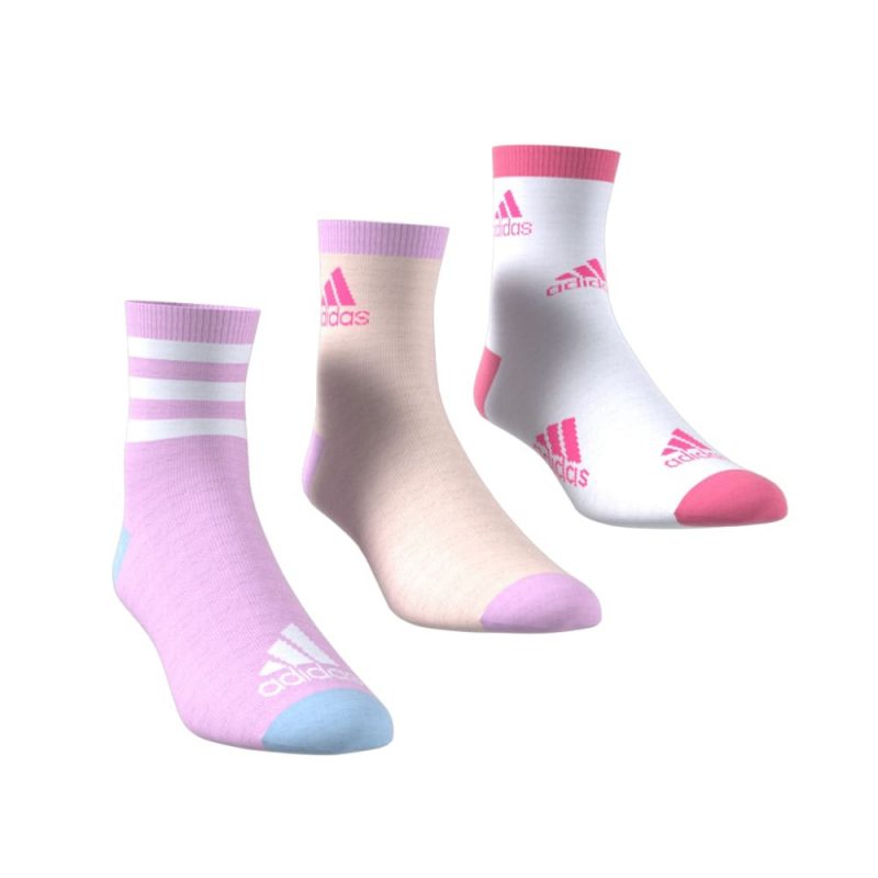 Adidas ถุงเท้า Graphic Socks 3 Pairs | Bliss Lilac/Wonder Quartz/White ( IJ8268 ) - Image 4