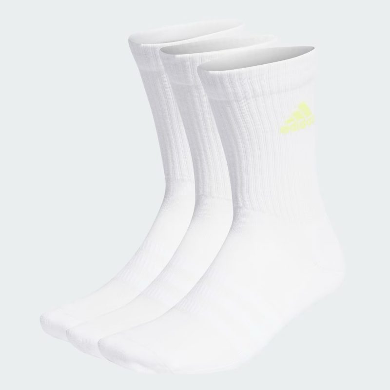 Adidas ถุงเท้า Cushioned Crew Socks 3 Pairs | White/Lucid Cyan/Lucid Lemon/Lucid Pink ( IK0352 )