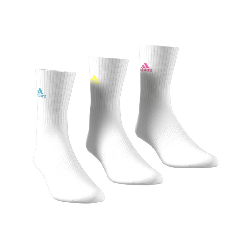 Adidas ถุงเท้า Cushioned Crew Socks 3 Pairs | White/Lucid Cyan/Lucid Lemon/Lucid Pink ( IK0352 ) - Image 7