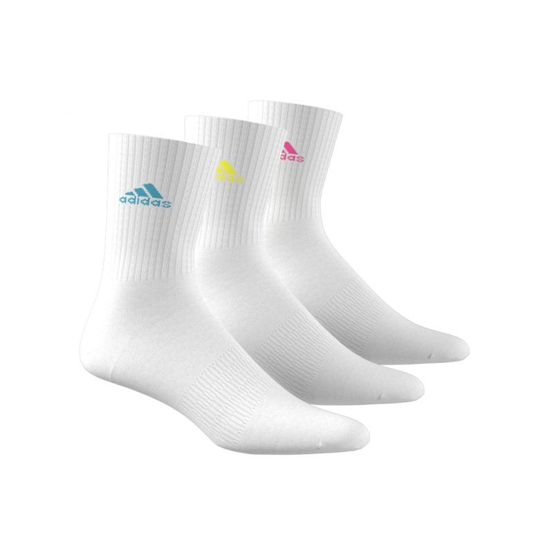 Adidas ถุงเท้า Cushioned Crew Socks 3 Pairs | White/Lucid Cyan/Lucid Lemon/Lucid Pink ( IK0352 ) - Image 8