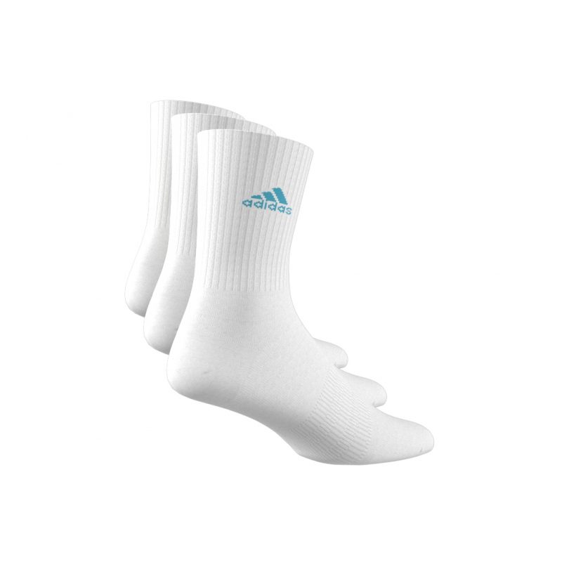 Adidas ถุงเท้า Cushioned Crew Socks 3 Pairs | White/Lucid Cyan/Lucid Lemon/Lucid Pink ( IK0352 ) - Image 9