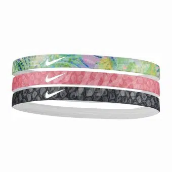 Nike แถบรัดศีรษะเทนนิส Headbands Printed 3-Pack | Electric Algae/Coral Chalk/Cool Grey ( N.000.2560.922 )