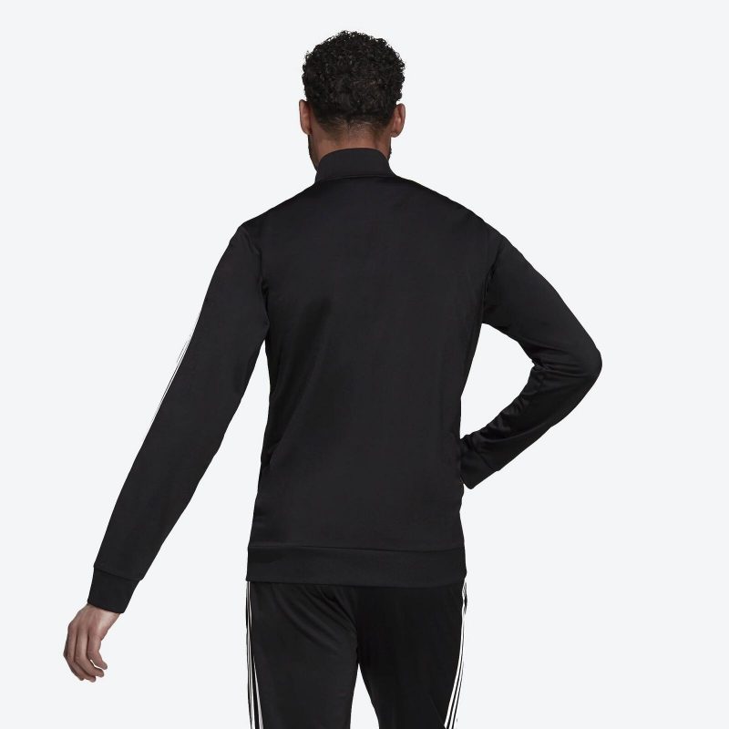 Adidas เสื้อแจ็คเก็ตผู้ชาย Essentials Warm-Up 3-Stripes Track Jacket | Black / White ( H46099 ) - Image 3