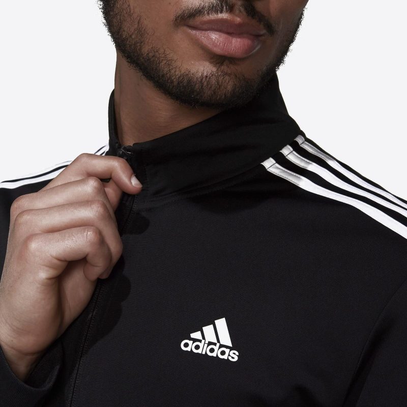 Adidas เสื้อแจ็คเก็ตผู้ชาย Essentials Warm-Up 3-Stripes Track Jacket | Black / White ( H46099 ) - Image 5