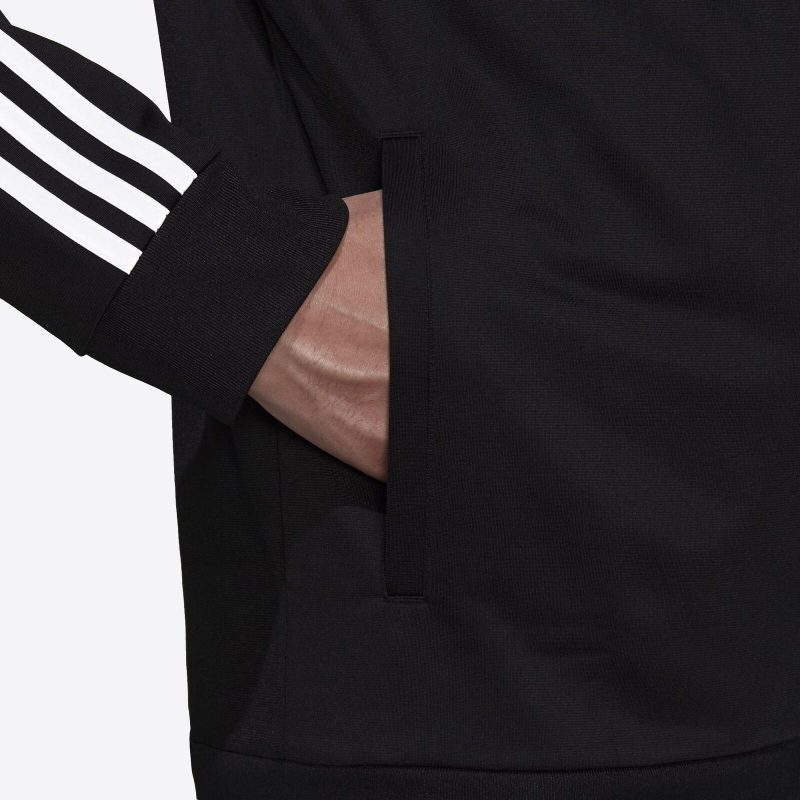 Adidas เสื้อแจ็คเก็ตผู้ชาย Essentials Warm-Up 3-Stripes Track Jacket | Black / White ( H46099 ) - Image 6
