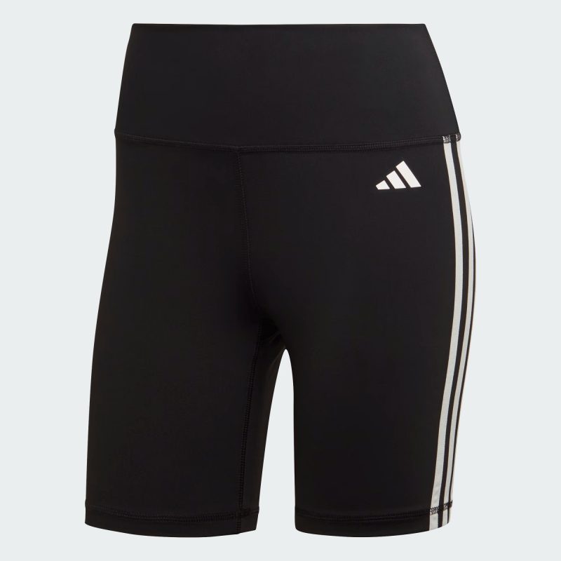 Adidas กางเกงกีฬาผู้หญิง Training Essentials 3-Stripes High-Waisted Short Leggings | Black ( HK9964 )