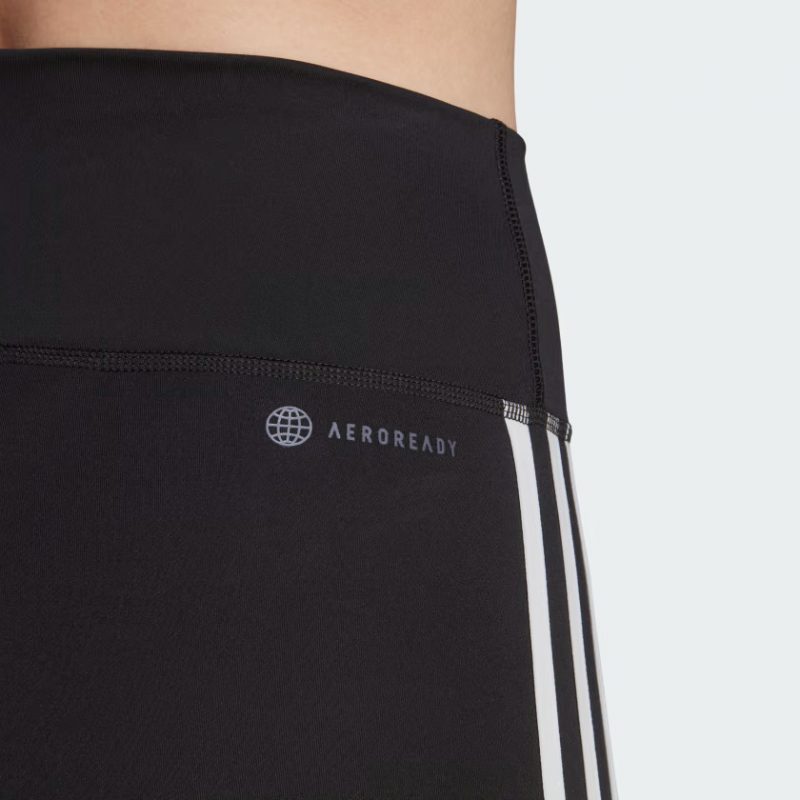 Adidas กางเกงกีฬาผู้หญิง Training Essentials 3-Stripes High-Waisted Short Leggings | Black ( HK9964 ) - Image 10