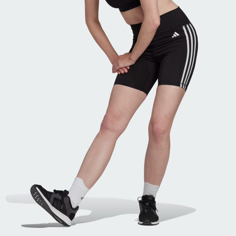 Adidas กางเกงกีฬาผู้หญิง Training Essentials 3-Stripes High-Waisted Short Leggings | Black ( HK9964 ) - Image 2