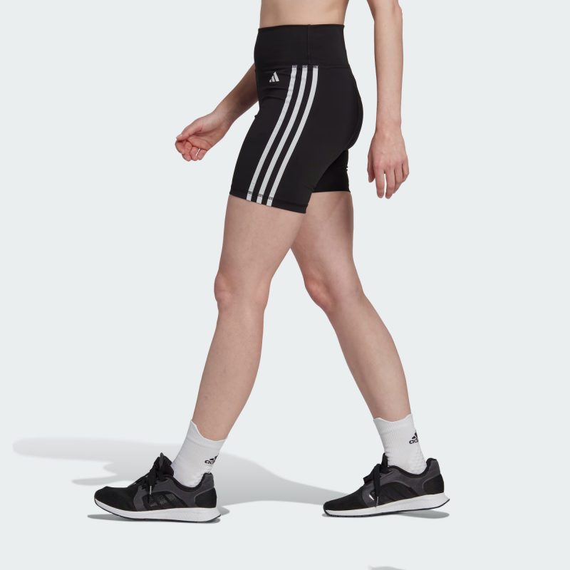 Adidas กางเกงกีฬาผู้หญิง Training Essentials 3-Stripes High-Waisted Short Leggings | Black ( HK9964 ) - Image 3