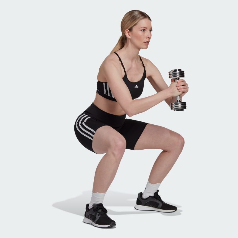 Adidas กางเกงกีฬาผู้หญิง Training Essentials 3-Stripes High-Waisted Short Leggings | Black ( HK9964 ) - Image 5