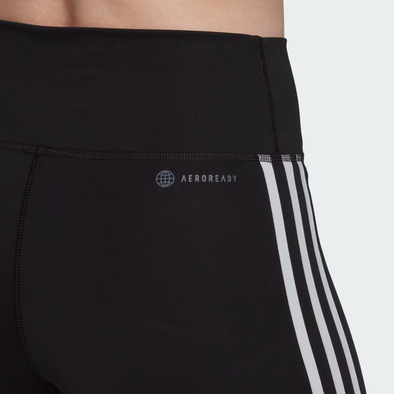 Adidas กางเกงกีฬาผู้หญิง Training Essentials 3-Stripes High-Waisted Short Leggings | Black ( HK9964 ) - Image 6