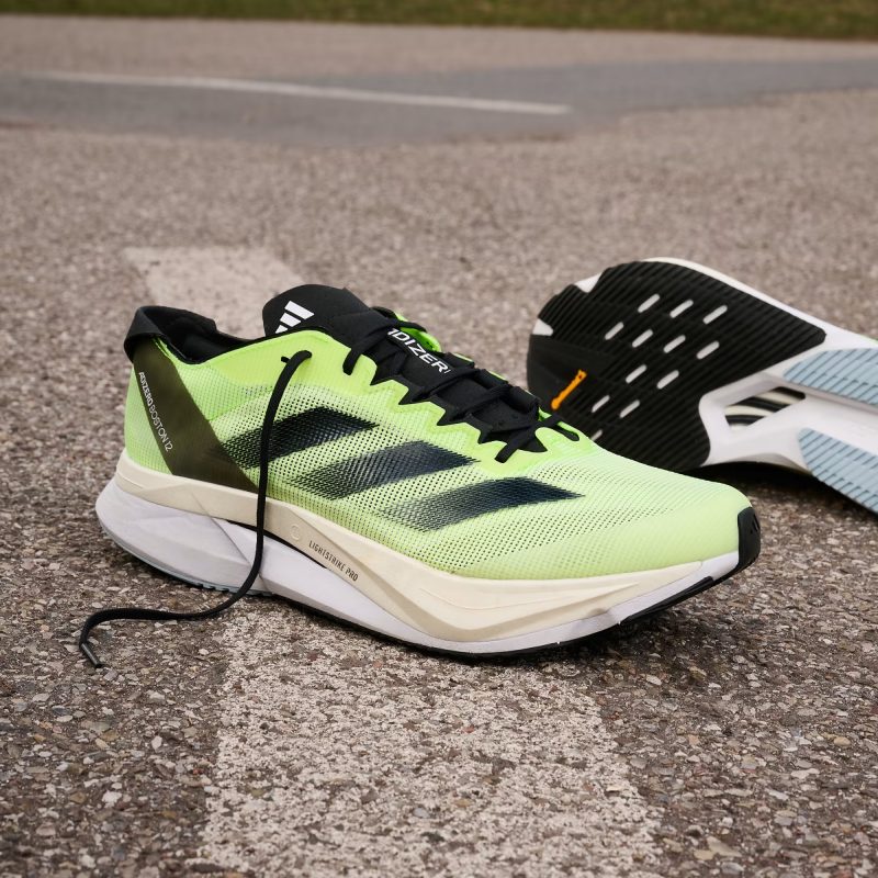 Adidas รองเท้าวิ่งผู้ชาย Adizero Boston 12 | Cloud White/Core Black/Lucid Lemon ( HP9705 ) - Image 11