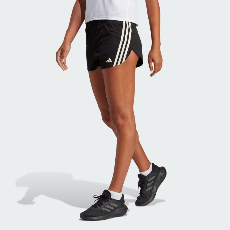 Adidas กางเกงกีฬาขาสั้นผู้หญิง Run Icons 3-Stripes Low Carbon Running Shorts | Black ( HR9862 ) - Image 2