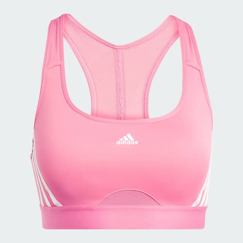 Adidas สปอร์ตบรา Powerreact Training Medium-Support 3-Stripes Bra | Pink Fusion/White ( HZ8605 )