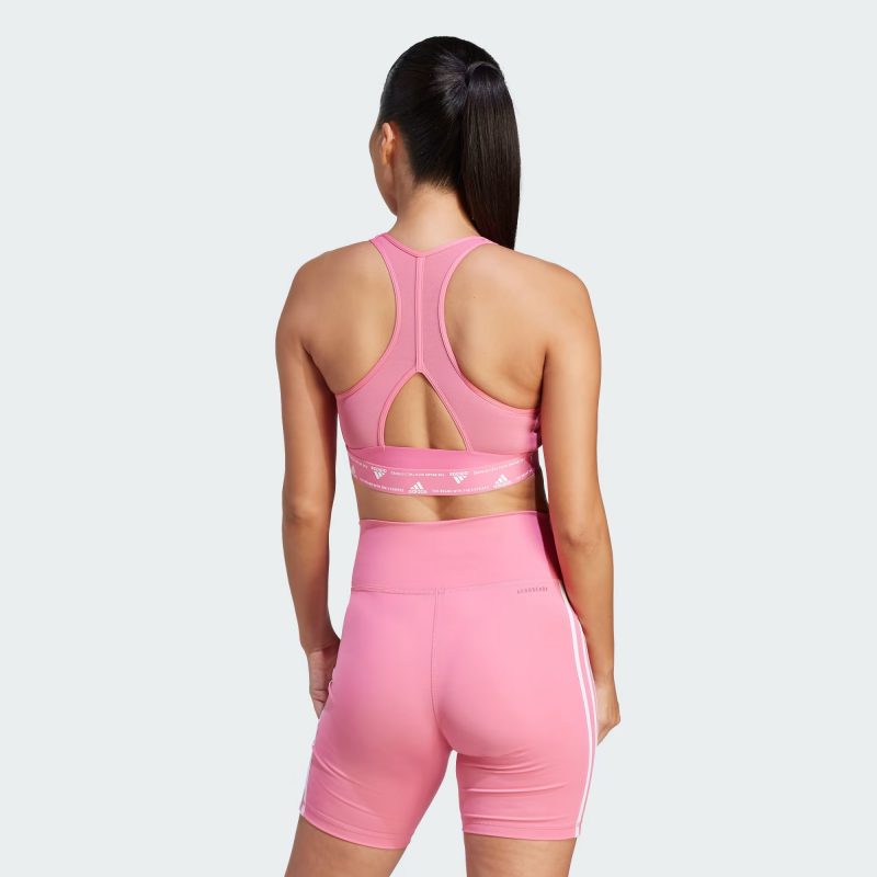 Adidas สปอร์ตบรา Powerreact Training Medium-Support 3-Stripes Bra | Pink Fusion/White ( HZ8605 ) - Image 4