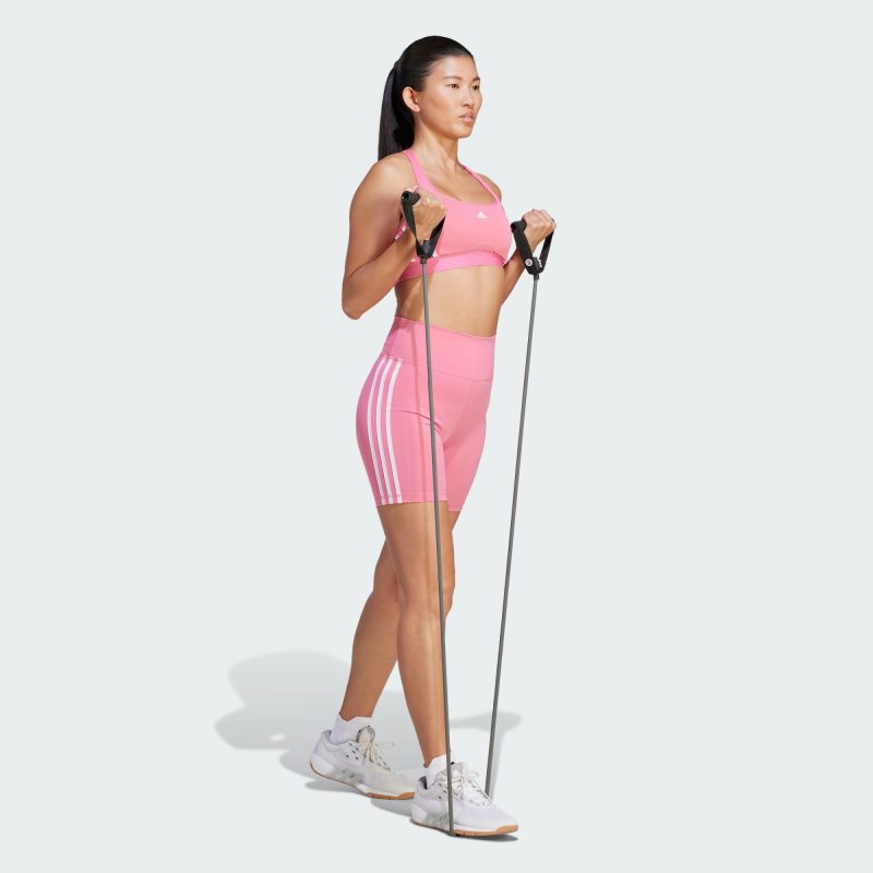 Adidas สปอร์ตบรา Powerreact Training Medium-Support 3-Stripes Bra | Pink Fusion/White ( HZ8605 ) - Image 5