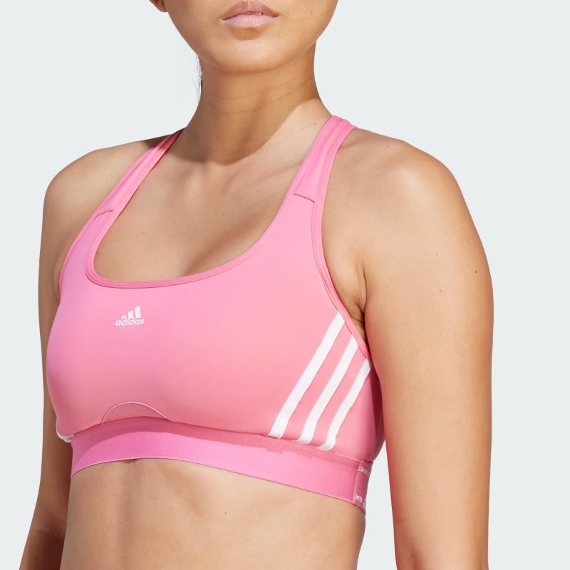 Adidas สปอร์ตบรา Powerreact Training Medium-Support 3-Stripes Bra | Pink Fusion/White ( HZ8605 ) - Image 6