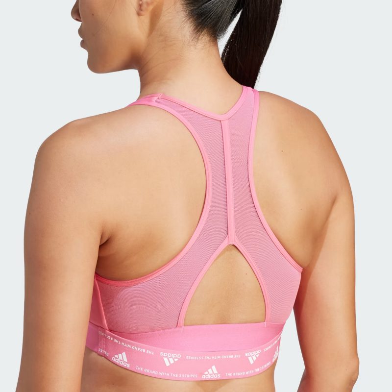 Adidas สปอร์ตบรา Powerreact Training Medium-Support 3-Stripes Bra | Pink Fusion/White ( HZ8605 ) - Image 7