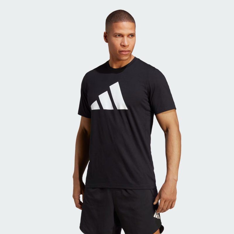 Adidas เสื้อยืดผู้ชาย Train Essentials Feelready Logo Training Tee | Black/White ( IB8273 ) - Image 2