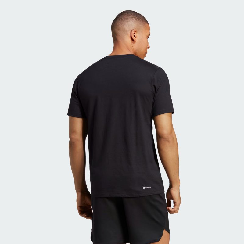 Adidas เสื้อยืดผู้ชาย Train Essentials Feelready Logo Training Tee | Black/White ( IB8273 ) - Image 3