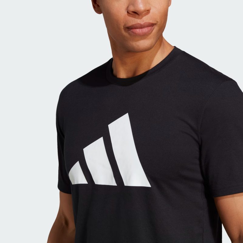 Adidas เสื้อยืดผู้ชาย Train Essentials Feelready Logo Training Tee | Black/White ( IB8273 ) - Image 5